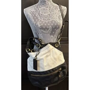 orYANY Sydney Black/White M Leather‎ Convertible Hobo Shoulder Bag